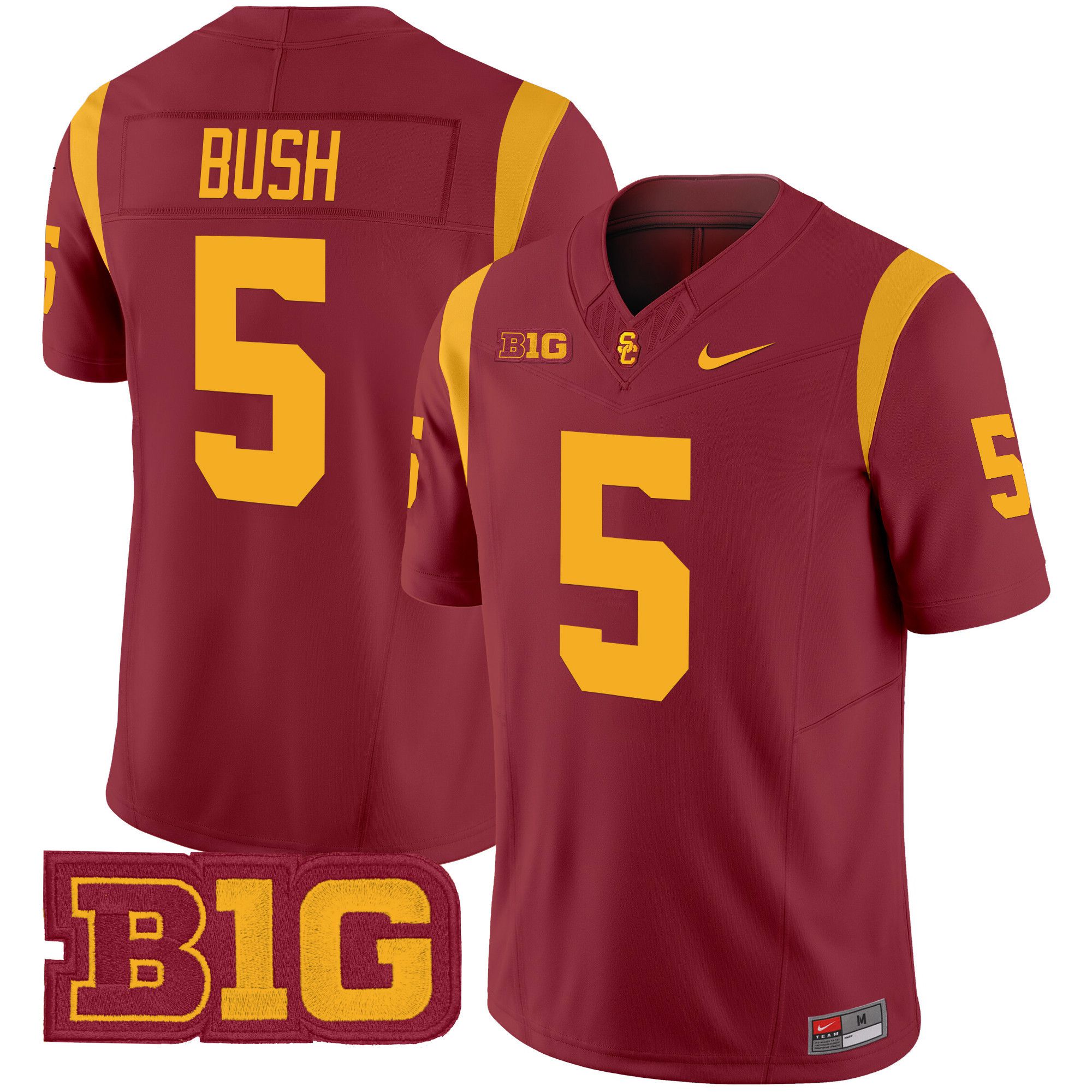 Men USC Trojans 5 Bush Red Nike 2024 Vapor Limited NCAA Jersey style 1